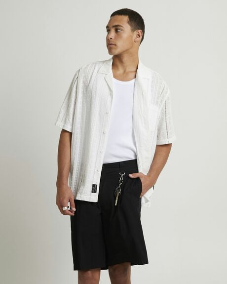 WHITE MENS CLOTHING BLACK NOISE WHITE RAIN SHIRTS - BNMS25327-WHT