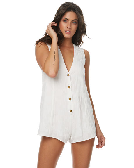 WHITE WOMENS CLOTHING ZULU AND ZEPHYR PLAYSUITS + OVERALLS - ZZ1555WHT