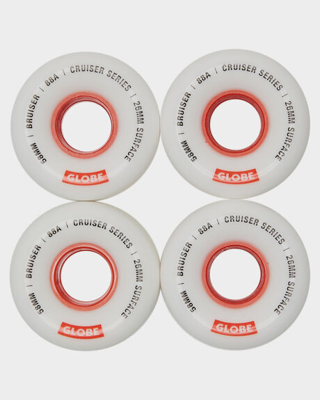 WHITE RED SKATE HARDWARE GLOBE WHEELS - 10125016WH58