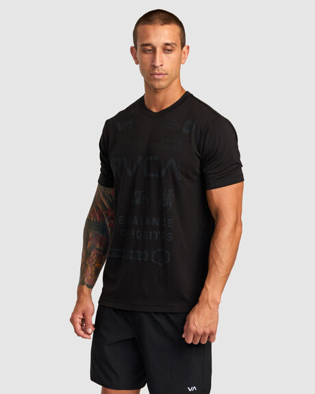 BLACK MENS CLOTHING RVCA GRAPHIC TEES - AVYZT00840-BL2