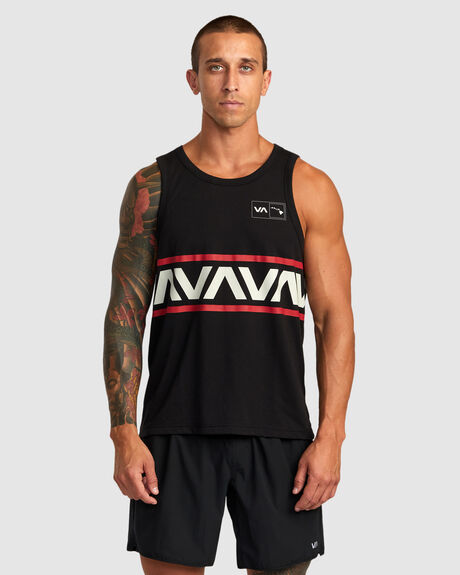 BLACK MENS CLOTHING RVCA SINGLETS + TANKS - AVYZT01536-BLK