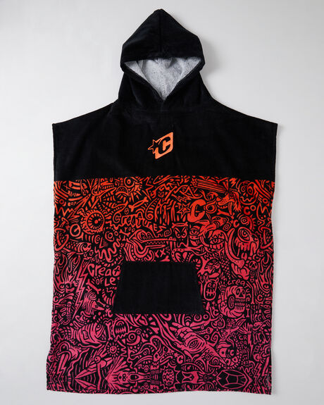 FLURO RED FADE BLACK KIDS BOYS CREATURES OF LEISURE TOWELS - EGP231FRDFBK