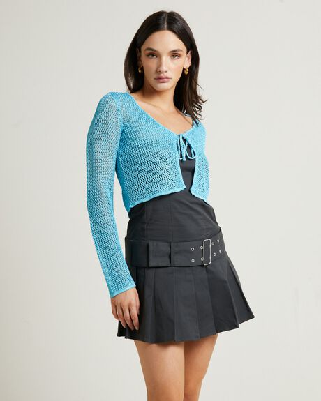 AQUA WOMENS CLOTHING ALICE IN THE EVE TOPS - 1000105611-BLU-XXS