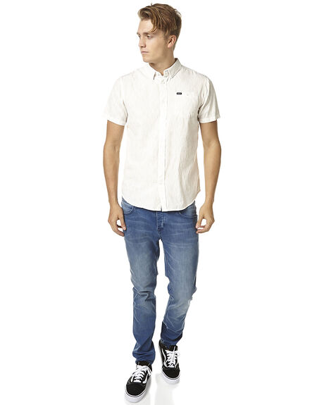 VINTAGE WHITE MENS CLOTHING RVCA SHIRTS - R361185VWHT