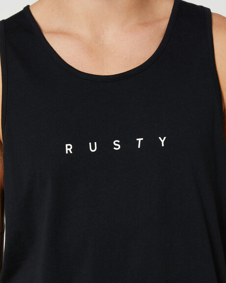 BLACK MENS CLOTHING RUSTY SINGLETS + TANKS - TSM0501BLK