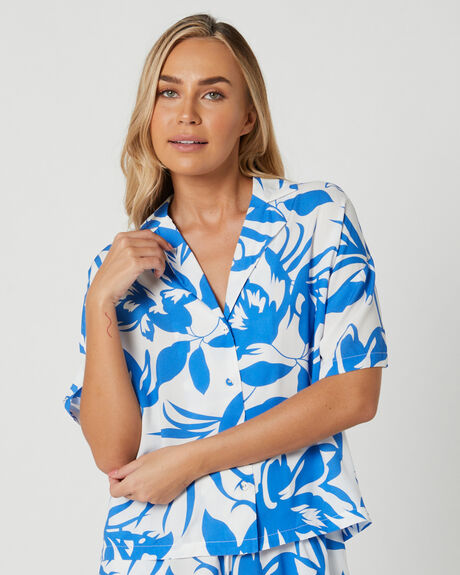 BLUE FLORAL WOMENS CLOTHING MINKPINK SHIRTS - IS2302407-BLUE