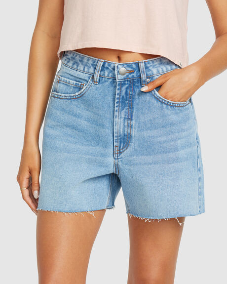 FADED INDIGO FRAY WOMENS CLOTHING BILLABONG SHORTS - UBJDS00103-BGJW