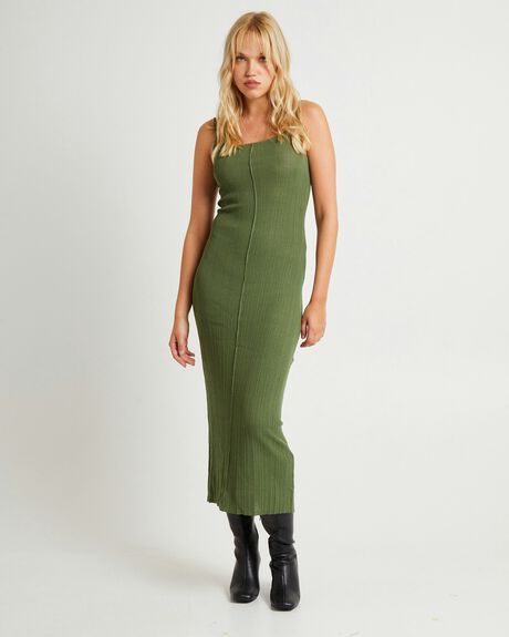 OLIVE WOMENS CLOTHING SUBTITLED DRESSES - SBWW24615-GRN-XXS
