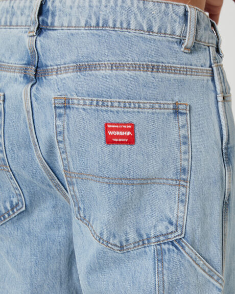 WORSHIP WORN BLUE MENS CLOTHING WORSHIP JEANS - WORH23-411EWWWBLU
