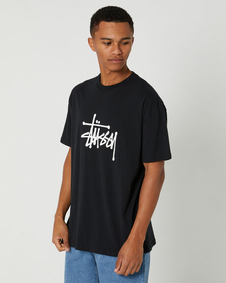 BLACK MENS CLOTHING STUSSY T-SHIRTS + SINGLETS - ST031000BLACK