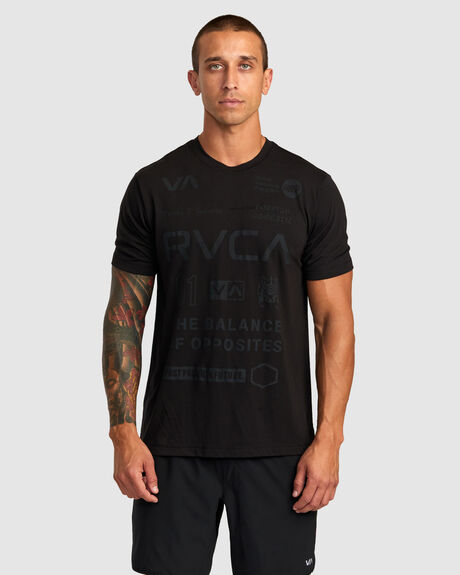 BLACK MENS CLOTHING RVCA GRAPHIC TEES - AVYZT00840-BL2