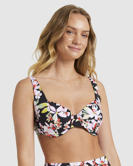 ANTHRACITE NEW LIFE WOMENS SWIMWEAR ROXY BIKINI TOPS - ERJX305264-KVJ5