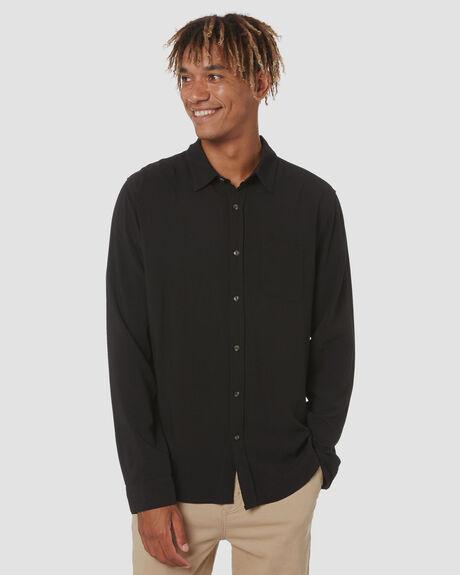 BLACK MENS CLOTHING RUSTY SHIRTS - WSM0988BLK