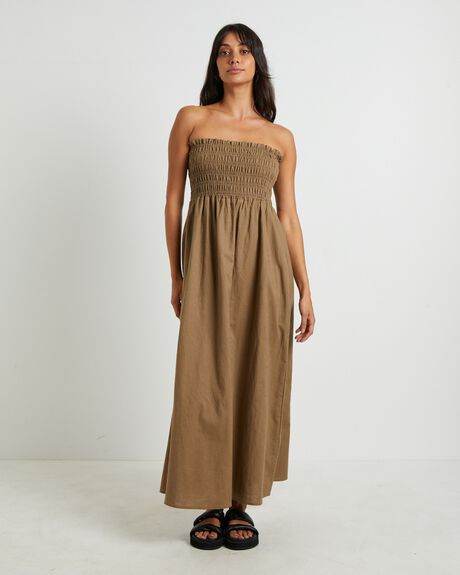 BROWN WOMENS CLOTHING SUBTITLED DRESSES - 1000105808-BRN-XXS