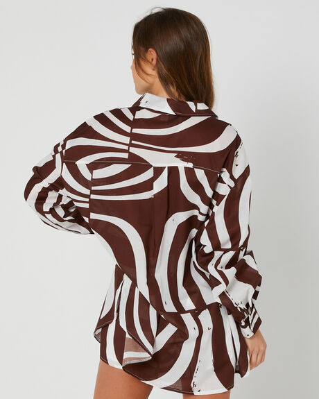 BROWN PRINT WOMENS CLOTHING SNDYS FASHION TOPS - SFT556PBRN