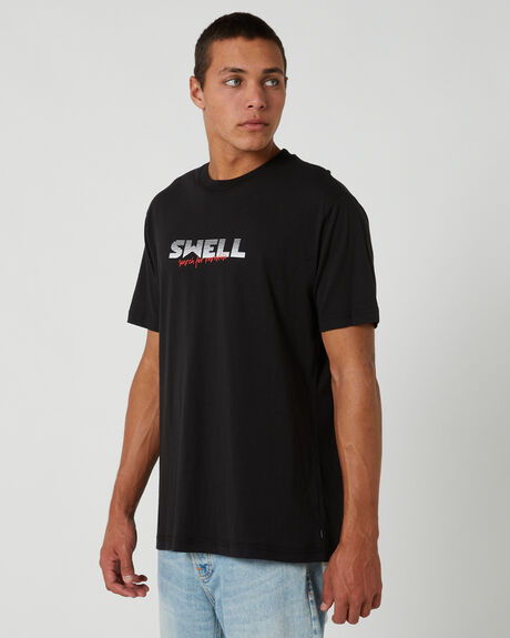 BLACK MENS CLOTHING SWELL T-SHIRTS + SINGLETS - SWMS24175-BLK