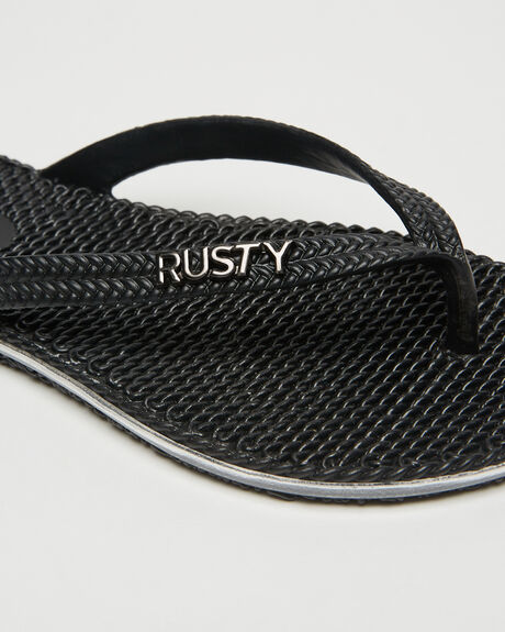 BLACK BLACK GLITTER WOMENS FOOTWEAR RUSTY THONGS - FOL0125BLG