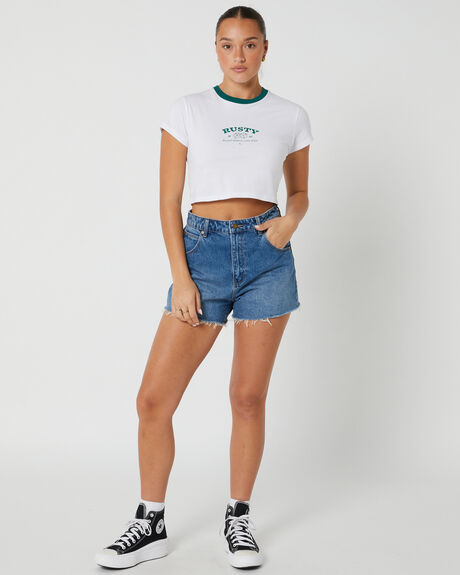WHITE WOMENS CLOTHING RUSTY T-SHIRTS + SINGLETS - TTL1304-WHT