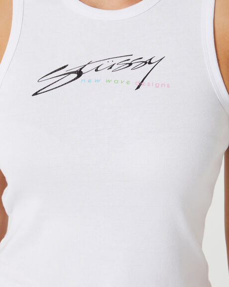 WHITE WOMENS CLOTHING STUSSY T-SHIRTS + SINGLETS - ST122008WHI