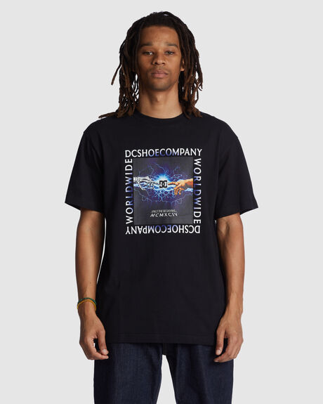 BLACK MENS CLOTHING DC SHOES GRAPHIC TEES - ADYZT05244-KVJ0