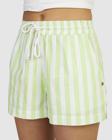 JADE LIME STRIPE WOMENS CLOTHING ROXY SHORTS - URJNS03058-GFT3