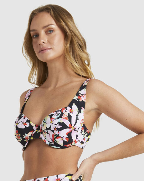 ANTHRACITE NEW LIFE WOMENS SWIMWEAR ROXY BIKINI TOPS - ERJX305264-KVJ5
