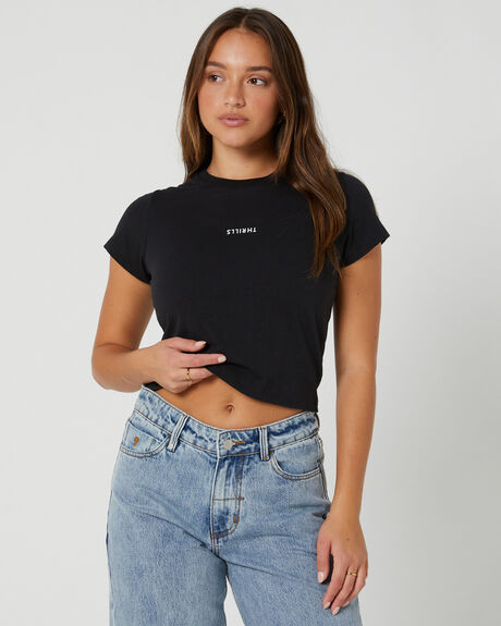 WASHED BLACK WOMENS CLOTHING THRILLS TEES - WTA23-131BWBLK