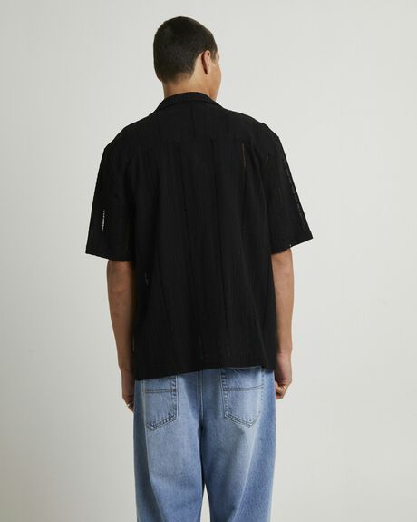 BLACK MENS CLOTHING BLACK NOISE WHITE RAIN SHIRTS - BNMS25327-BLK