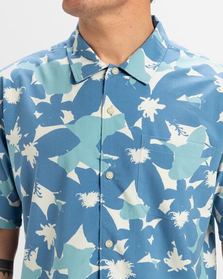 CORONET BLUE BEACH CLUB CASUAL MENS CLOTHING QUIKSILVER SHIRTS - AQYWT03398-BLQ9