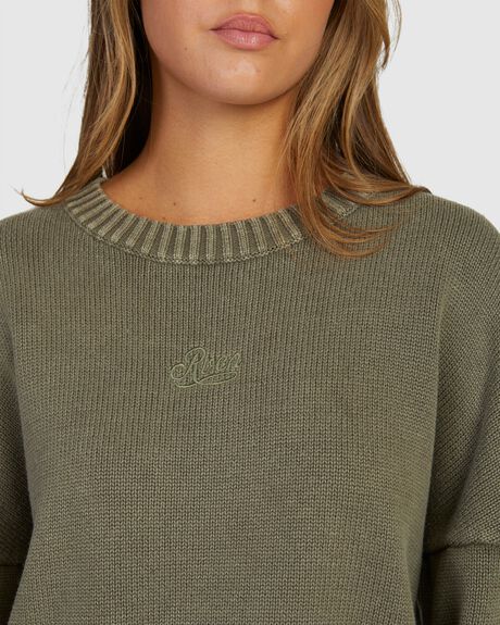 DARK OLIVE WOMENS CLOTHING RVCA KNITS + CARDIGANS - UVJSW00110-DKO