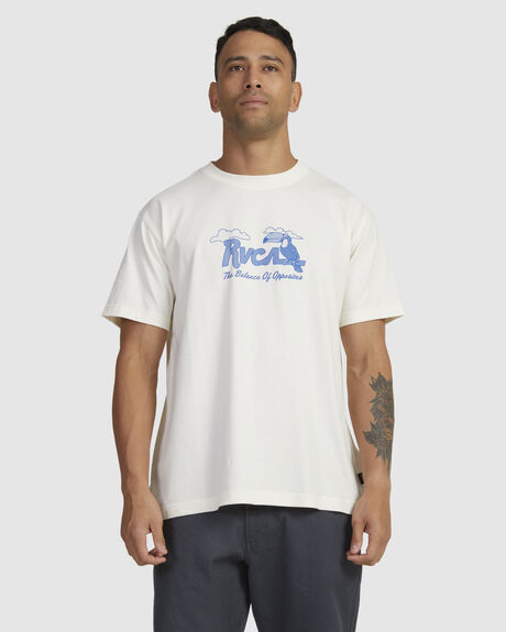 ANTIQUE WHITE MENS CLOTHING RVCA T-SHIRTS + SINGLETS - UVYZT00645-ANW