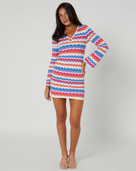 CORAL STRIPE WOMENS CLOTHING MINKPINK DRESSES - MG2401850-CORSTR