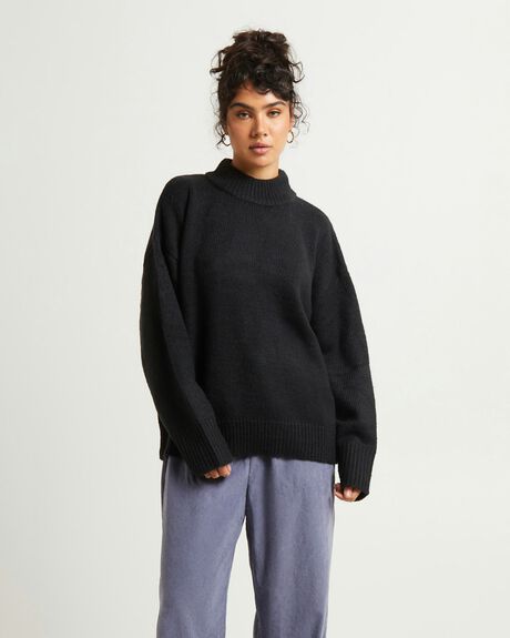 BLACK WOMENS CLOTHING SUBTITLED KNITS + CARDIGANS - SBWW23659-BLK