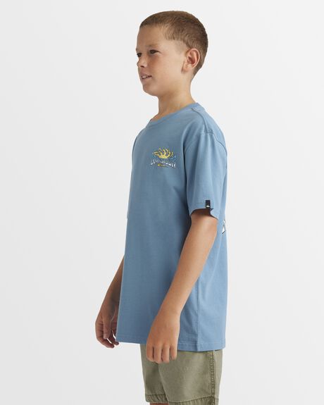 AEGEAN BLUE KIDS YOUTH BOYS QUIKSILVER T-SHIRTS + SINGLETS - UQBZT03369-BMQ0