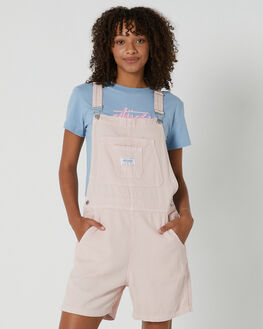 Pink overall shorts womens on sale