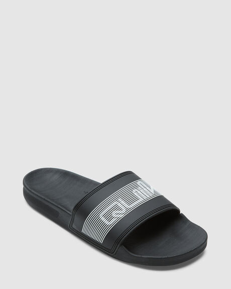 BLACK MENS FOOTWEAR QUIKSILVER SLIDES + THONGS - AQYL101221-KVJ3