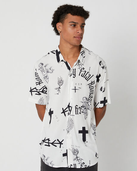 BLACK WHITE MENS CLOTHING KISS CHACEY SHIRTS - KC230805-BLKW