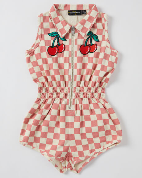 PINK CHECKS KIDS GIRLS ROCK YOUR KID DRESSES + PLAYSUITS - TGB2239-PCPNKCH