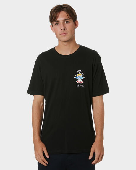 BLACK MENS CLOTHING RIP CURL GRAPHIC TEES - CTESV90090