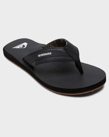 BLACK BLACK BROWN MENS FOOTWEAR QUIKSILVER SLIDES + THONGS - AQYL101257-XKKC