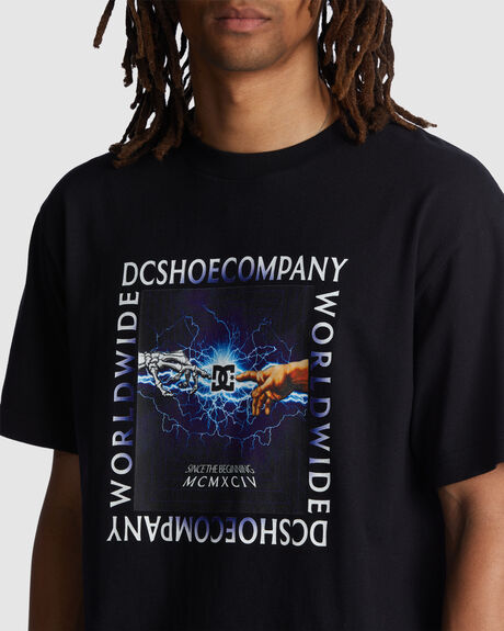 BLACK MENS CLOTHING DC SHOES GRAPHIC TEES - ADYZT05244-KVJ0