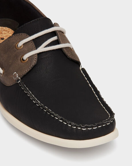 BLACK GREY MENS FOOTWEAR UNCUT FASHION SHOES - YHPU189BLKGR
