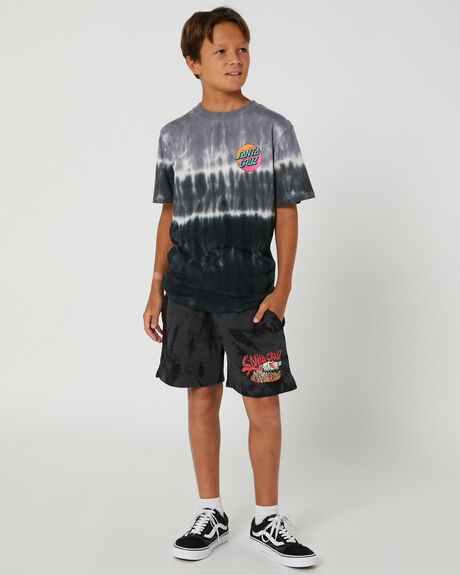 BLACK TIE DYE KIDS BOYS SANTA CRUZ SHORTS - SB3220802BLKTD