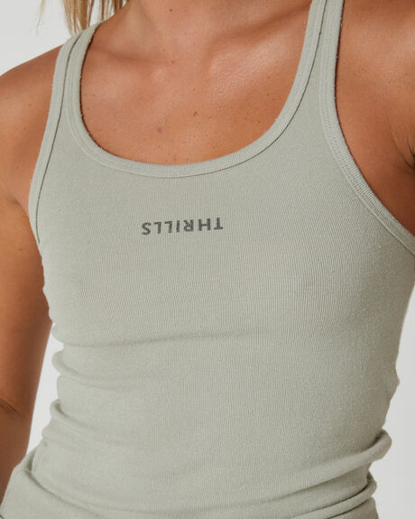 SAGE GREY WOMENS CLOTHING THRILLS T-SHIRTS + SINGLETS - WTS23-150G-GRY