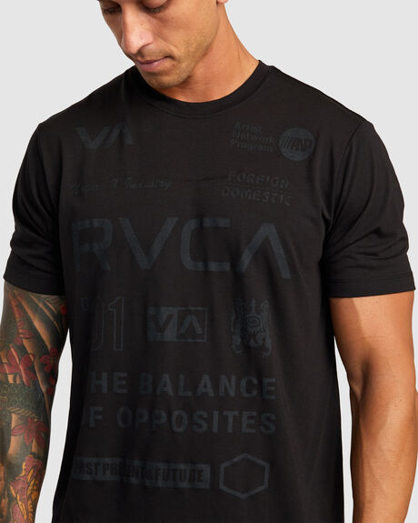 BLACK MENS CLOTHING RVCA GRAPHIC TEES - AVYZT00840-BL2
