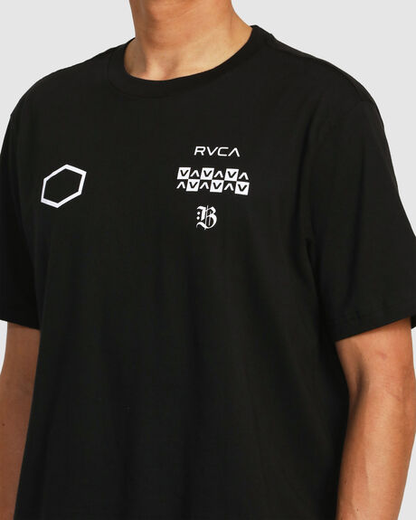 BLACK MENS CLOTHING RVCA GRAPHIC TEES - AVYZT01740-BLK