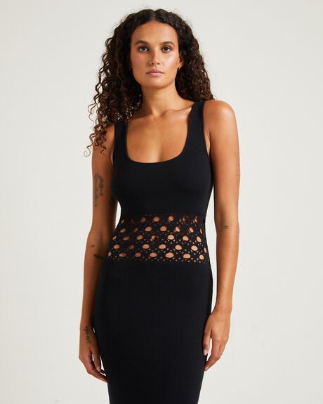 BLACK WOMENS CLOTHING SUBTITLED DRESSES - SBWW24616-BLK-XXS