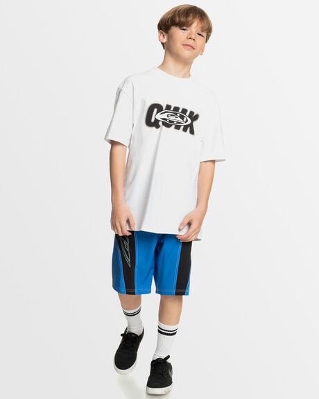 WHITE KIDS YOUTH BOYS QUIKSILVER T-SHIRTS + SINGLETS - UQBZT03453-WBB0