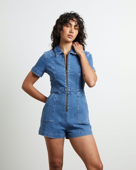 MID BLUE WOMENS CLOTHING INSIGHT PLAYSUITS + OVERALLS - 1000106274-BLU-XXS