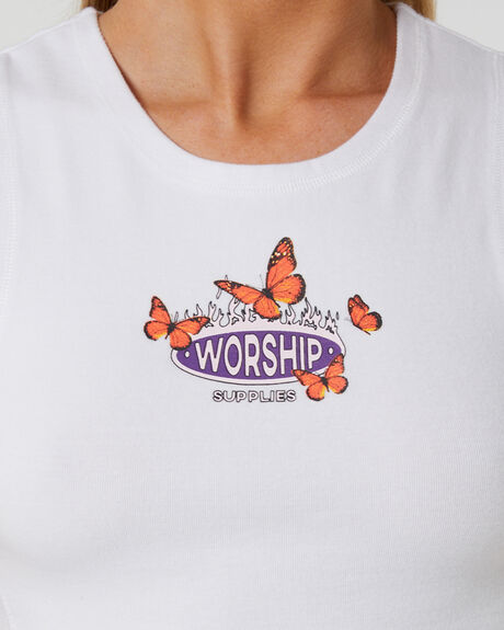 WHITE WOMENS CLOTHING WORSHIP T-SHIRTS + SINGLETS - WWORH23-117AWHT